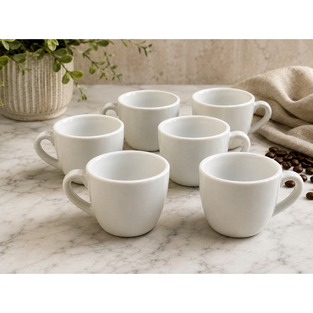 Williams Sonoma Everyday Dinnerware White Espresso Cups Mugs Set of 6
